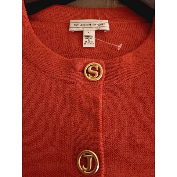 St John Sport Sweater Knit Twin Set Orange Wool/Rayon L NEW - Picture 5 of 10